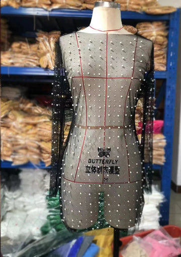 MQTIME  -  Sexy Pregnant Dress Transparent Tulle Pearl Maternity Photography Props Mesh Dress Shooting Photo Pregnancy Women Clothes